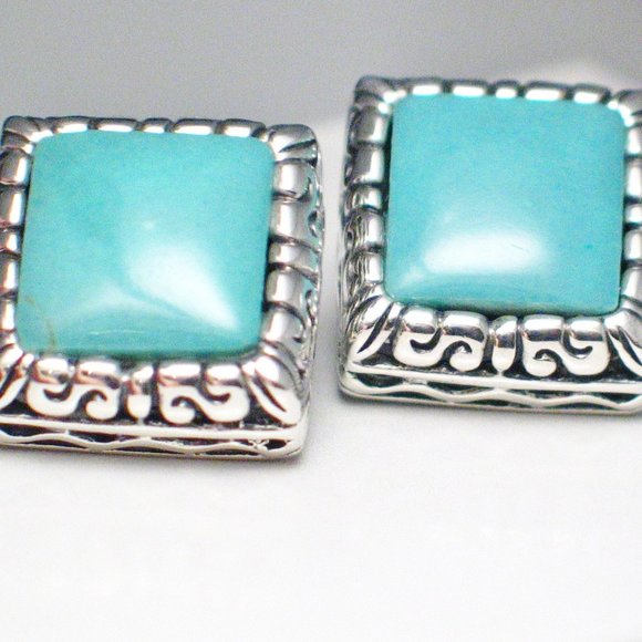 Turquoise Earrings Sterling Silver Womens Jewelry - Picture 1 of 4